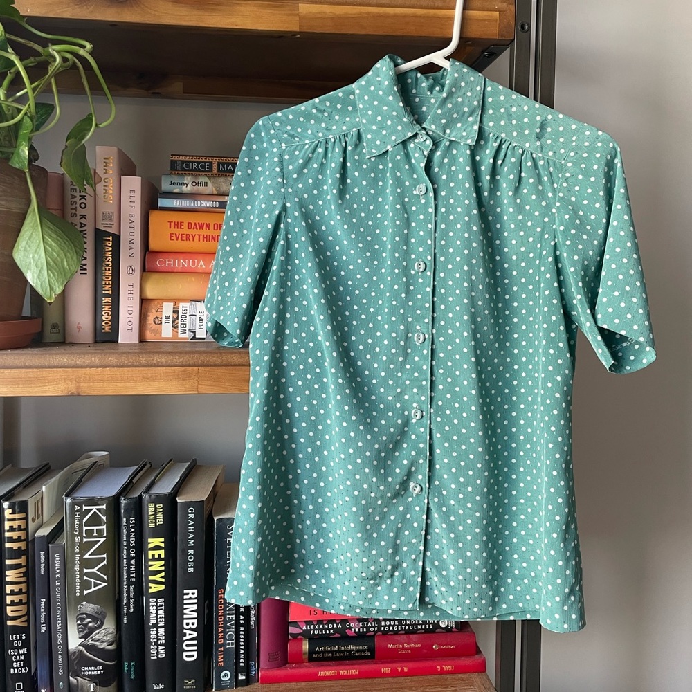 Vintage Polka Dot Button-up Blouse
